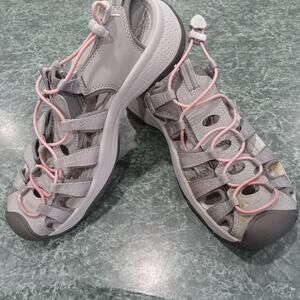 KEEN Shoes Women’s Sz 9.5 Gray Pink Closed Toes Outdoor Hiking Sandals AQUA STOP